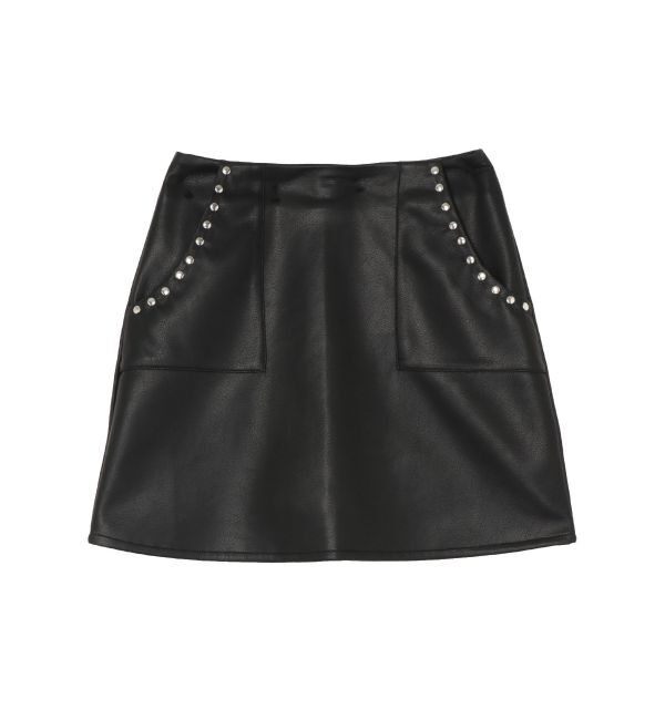 EVRIS「フェイクレザースタッズミニスカート」|スカート|