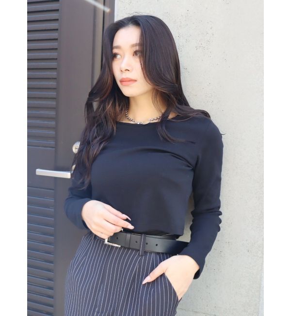 EVRIS「ベーシッククロップドロンT」|Tシャツ・カットソー|