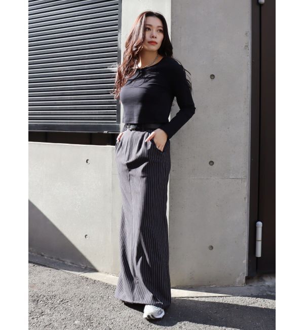 EVRIS「ベーシッククロップドロンT」|Tシャツ・カットソー|