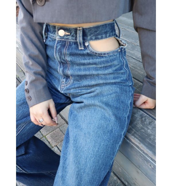 EVRIS「オープンウエストワイドデニムパンツ」|デニム|