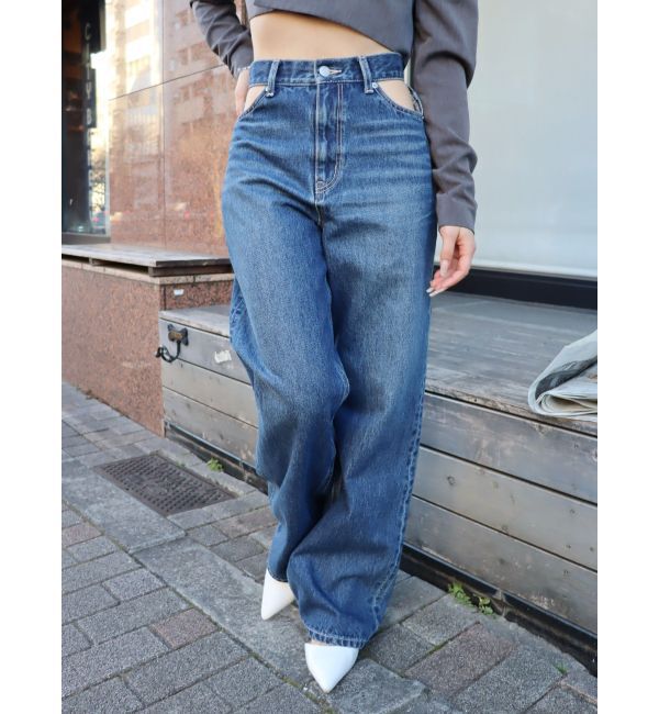 EVRIS「オープンウエストワイドデニムパンツ」|デニム|