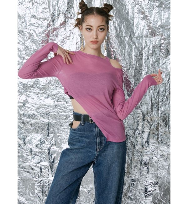 EVRIS「オープンウエストワイドデニムパンツ」|デニム|