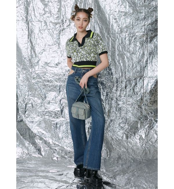 EVRIS「オープンウエストワイドデニムパンツ」|デニム|