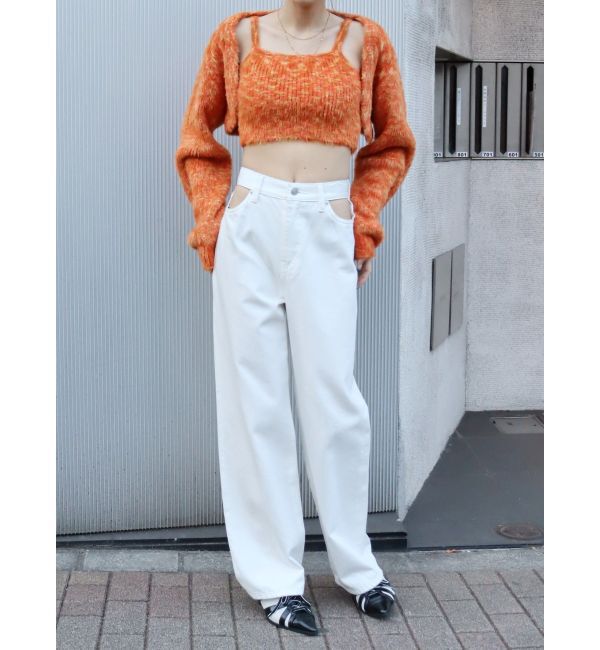 EVRIS「オープンウエストワイドデニムパンツ」|デニム|