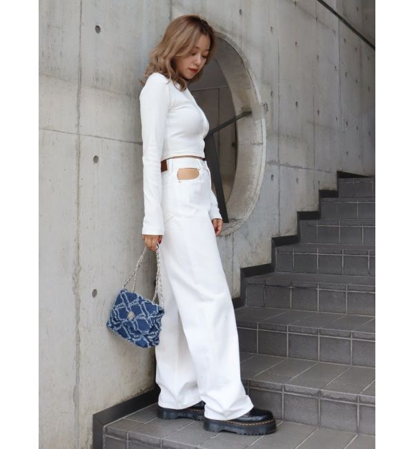 EVRIS「オープンウエストワイドデニムパンツ」|デニム|