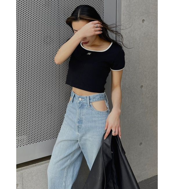 EVRIS「オープンウエストワイドデニムパンツ」|デニム|