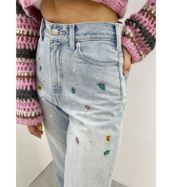 EVRIS「embroidery shineeデニムパンツ」|デニム|