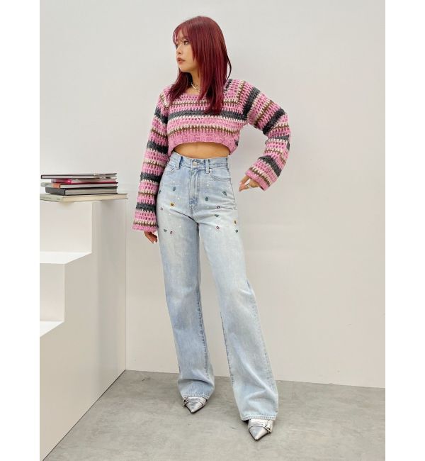 EVRIS「embroidery shineeデニムパンツ」|デニム|