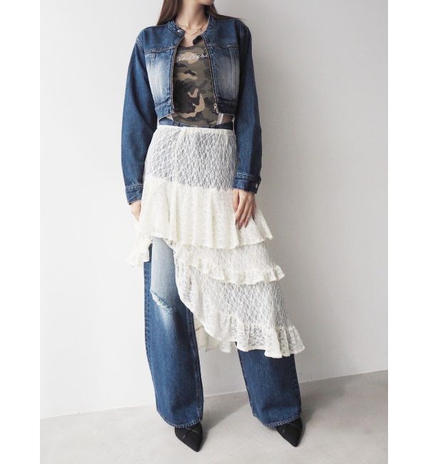 EVRIS「ティアードレースミニスカート」|スカート|