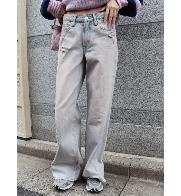 EVRIS「ヴィンテージワイドデニムパンツ」|デニム|ピンク