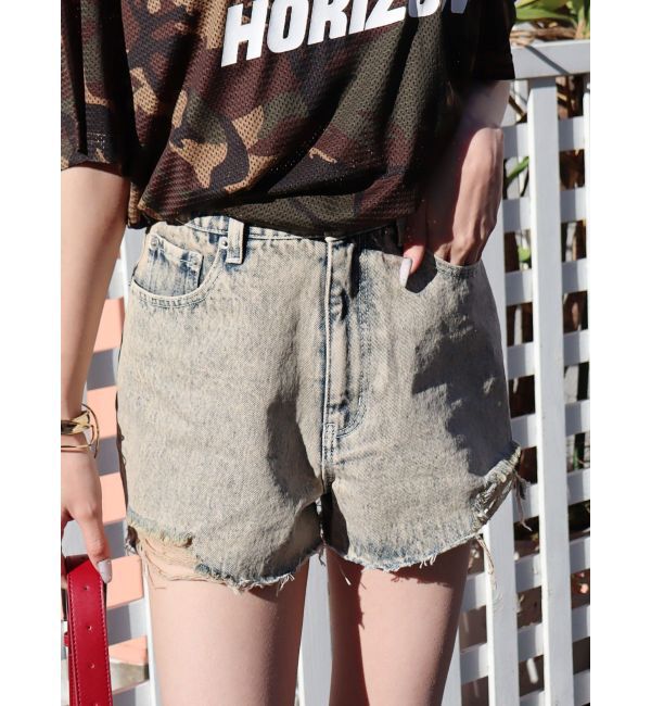 EVRIS「ダメージデニムショートパンツ」|デニム|