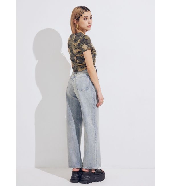 EVRIS「レースグラフィックワイドデニムパンツ」|デニム|