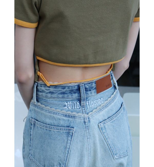 EVRIS「レースグラフィックワイドデニムパンツ」|デニム|