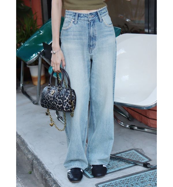 EVRIS「レースグラフィックワイドデニムパンツ」|デニム|