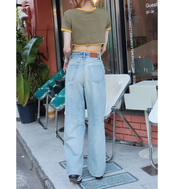 EVRIS「レースグラフィックワイドデニムパンツ」|デニム|