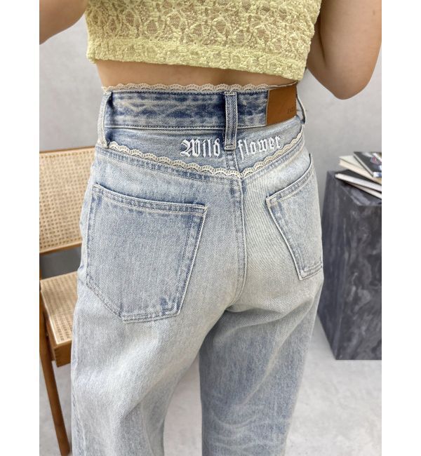 EVRIS「レースグラフィックワイドデニムパンツ」|デニム|