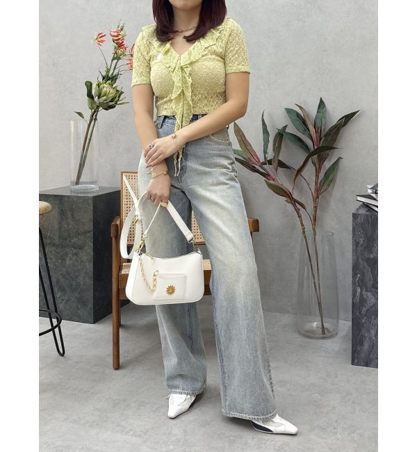 EVRIS「レースグラフィックワイドデニムパンツ」|デニム|