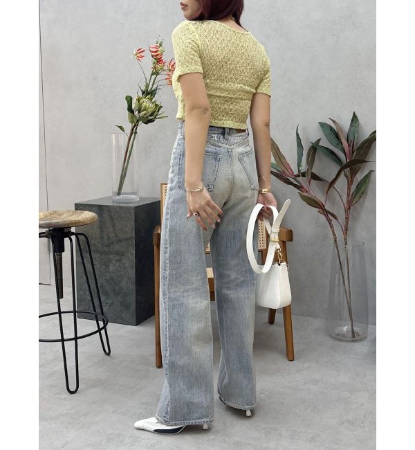 EVRIS「レースグラフィックワイドデニムパンツ」|デニム|