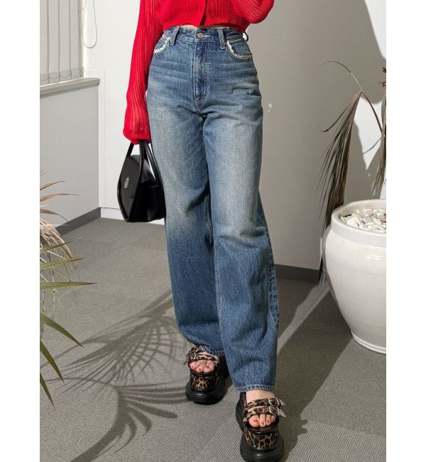 EVRIS「レースグラフィックワイドデニムパンツ」|デニム|