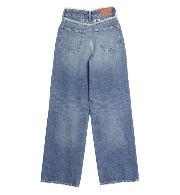 EVRIS「レースグラフィックワイドデニムパンツ」|デニム|