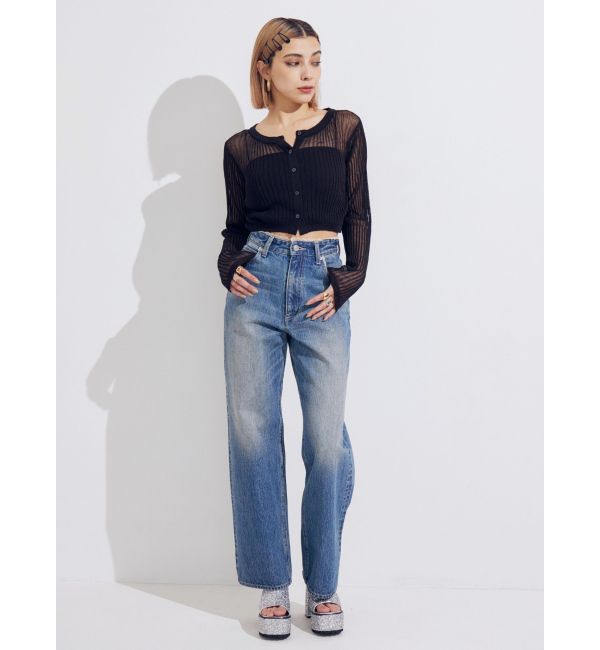 EVRIS「レースグラフィックワイドデニムパンツ」|デニム|