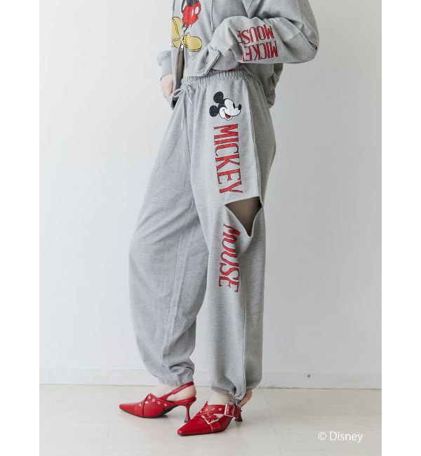jouetie「【ミッキー＆ミニー】ロゴスリットスウェットパンツ【セットアップ対応】」|その他|グレー