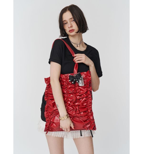 jouetie「リボンギャザートートBAG」|トートバッグ|レッド