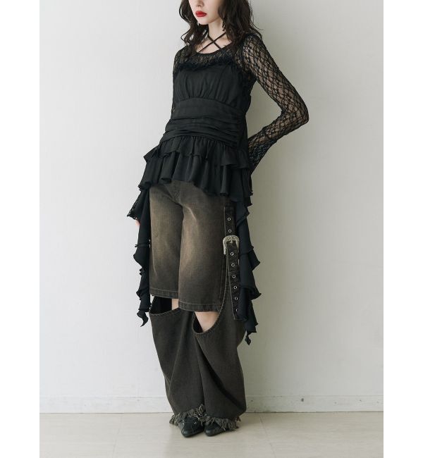 jouetie「ドレープフリルランジェリーキャミ」|キャミソール|ブラック