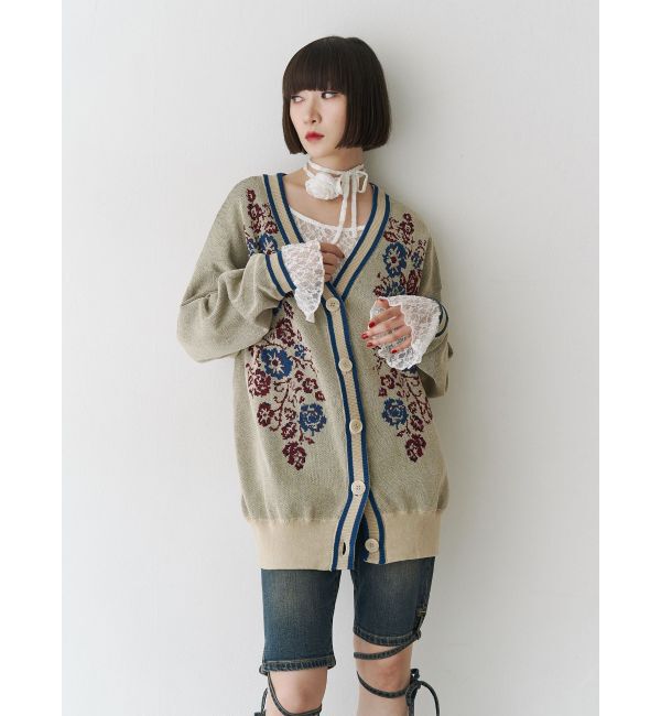 jouetie「ウエスタンライクジャガードルーズカーデ」|カーディガン|