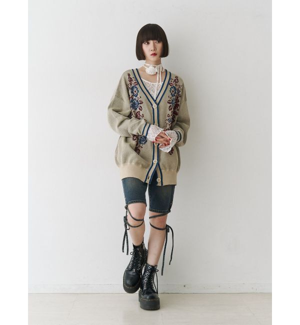 jouetie「ウエスタンライクジャガードルーズカーデ」|カーディガン|