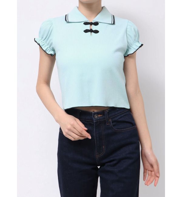 jouetie「パフスリーブチャイナポロトップス」|ポロシャツ|