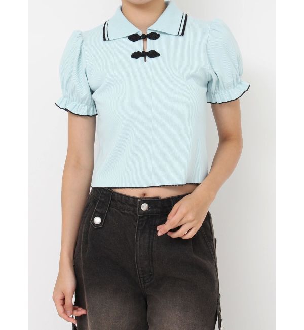jouetie「パフスリーブチャイナポロトップス」|ポロシャツ|