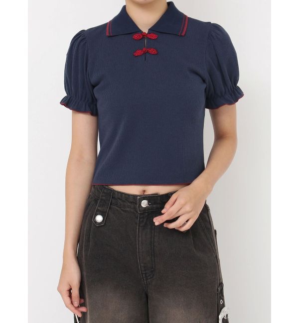 jouetie「パフスリーブチャイナポロトップス」|ポロシャツ|