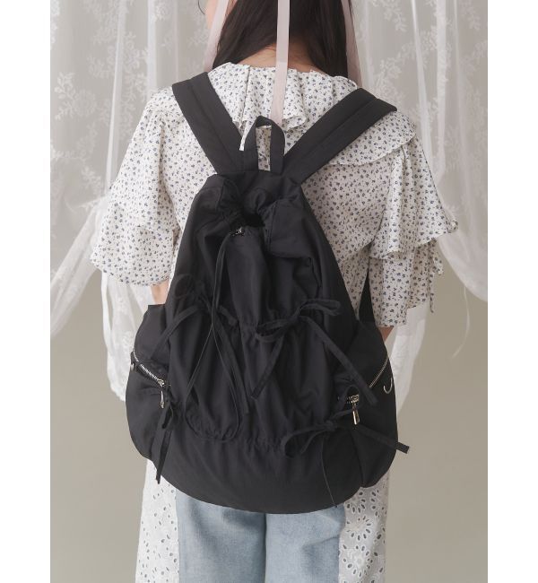 merry jenny「gather ribbon back pack」|リュック|ブラック