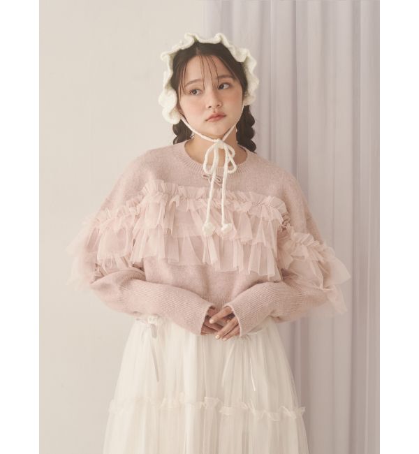 merry jenny「デコラティブチュールニットトップス」|ニット・セーター|
