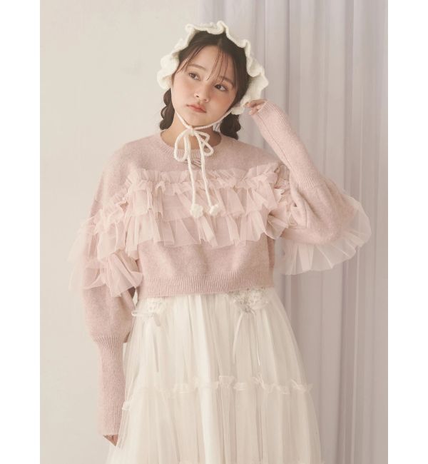 merry jenny「デコラティブチュールニットトップス」|ニット・セーター|