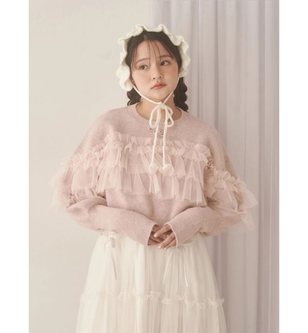 merry jenny「デコラティブチュールニットトップス」|ニット・セーター|