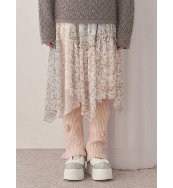 merry jenny「お花のリブニットパンツ」|その他|ピンク