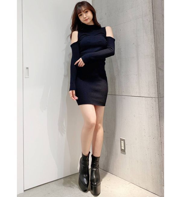 GYDA「ショルダーオープン ビスチェデザインニットタイトワンピース」|ワンピース|