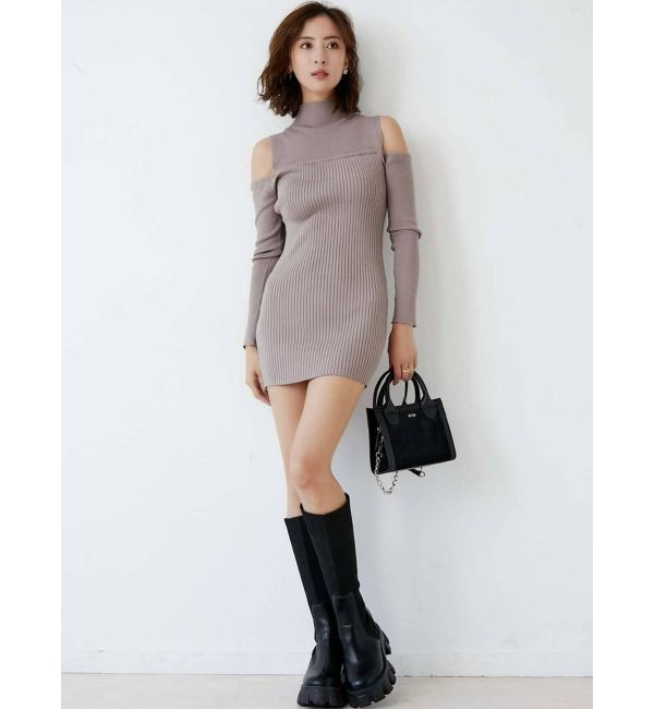 GYDA「ショルダーオープン ビスチェデザインニットタイトワンピース」|ワンピース|