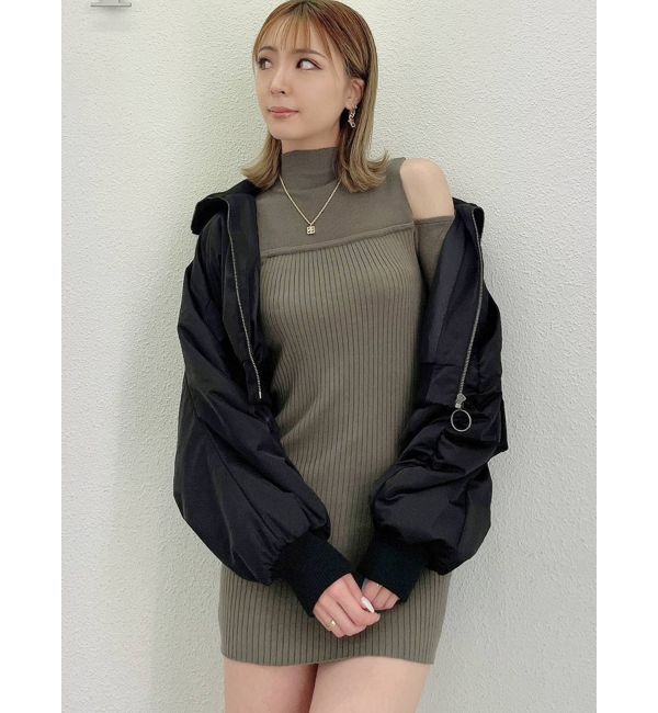 GYDA「ショルダーオープン ビスチェデザインニットタイトワンピース」|ワンピース|