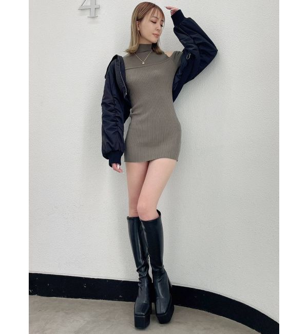 GYDA「ショルダーオープン ビスチェデザインニットタイトワンピース」|ワンピース|