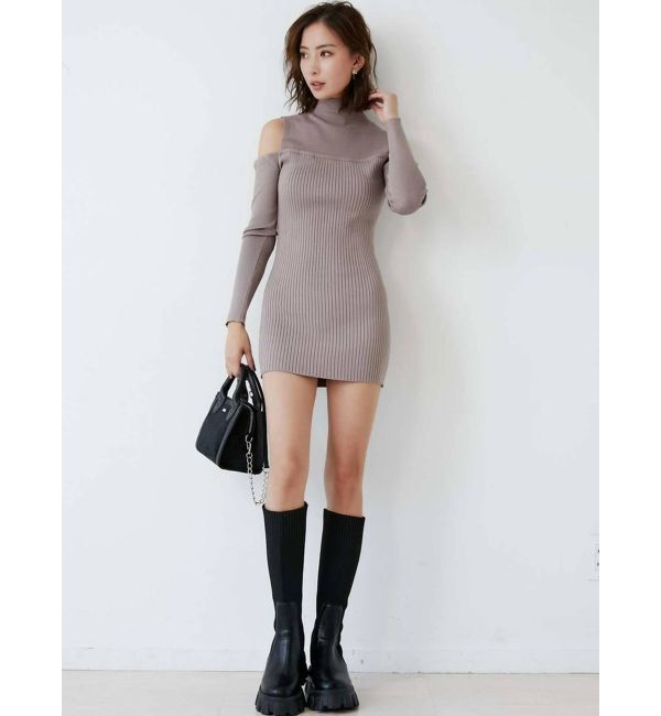 GYDA「ショルダーオープン ビスチェデザインニットタイトワンピース」|ワンピース|