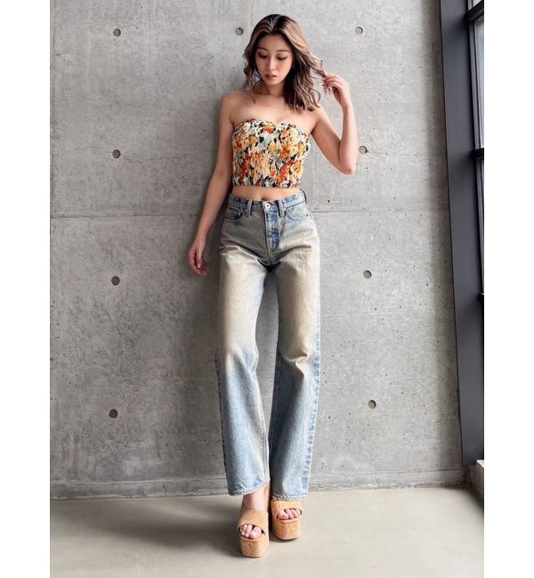 GYDA「ハイウエスト ASID WASHワイドデニムパンツ」|デニム|