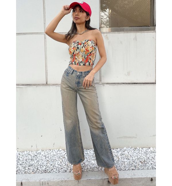 GYDA「ハイウエスト ASID WASHワイドデニムパンツ」|デニム|