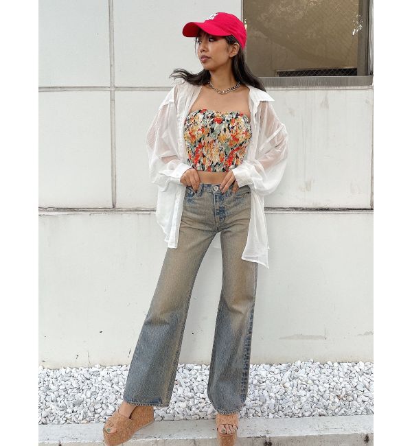 GYDA「ハイウエスト ASID WASHワイドデニムパンツ」|デニム|