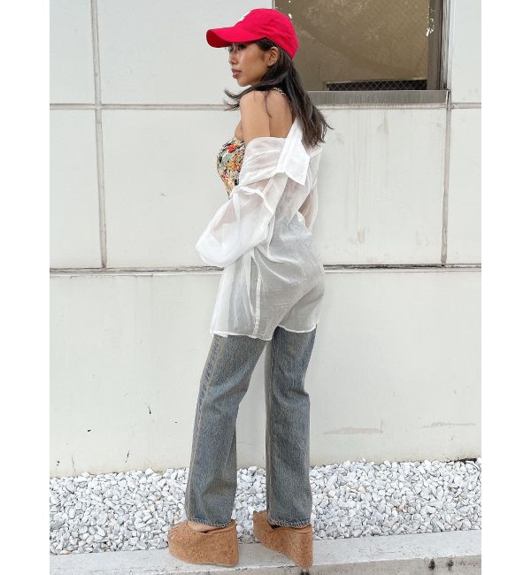 GYDA「ハイウエスト ASID WASHワイドデニムパンツ」|デニム|