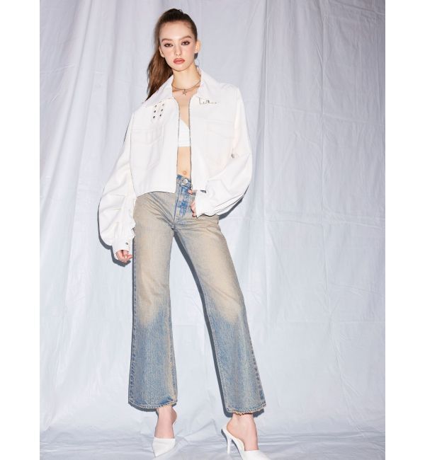 GYDA「ハイウエスト ASID WASHワイドデニムパンツ」|デニム|