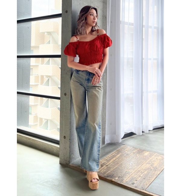 GYDA「ハイウエスト ASID WASHワイドデニムパンツ」|デニム|