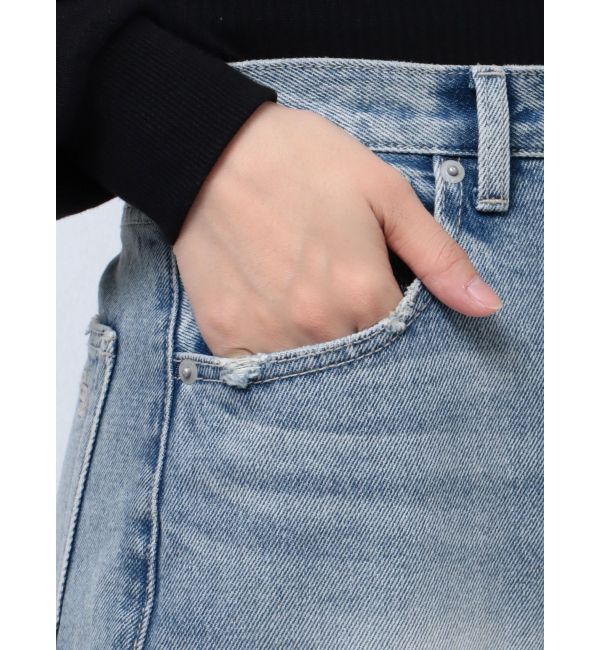 GYDA「ハイウエスト DEEP SIDE BACK DAMAGE ワイド デニムパンツ」|デニム|